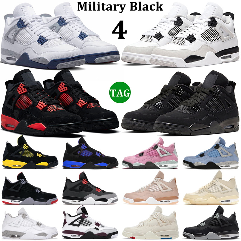 

4 Men Basketball Shoes 4s Military Black Cat University Blue Red Thunder Lightning White Oreo Sail Midnight Navy Mens Women Trainers Outdoor Sports Sneakers 36-47, 11