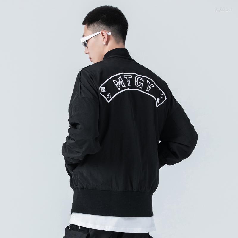 

Men' Jackets Soild Cargo Jacket Buckle Cardigan Coat Embroidery Bomber Outwear Streetwear Techwear Autumn, Black