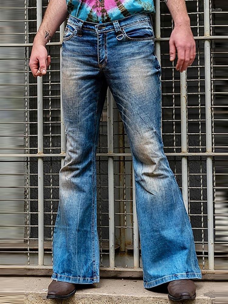 

Men' Jeans Fashion Men Slim Denim Flare Pants 2022 Summer Casual Male High Quality Solid Trousers Large Size 4XL Pockets PantsMen' Heat22, Blue
