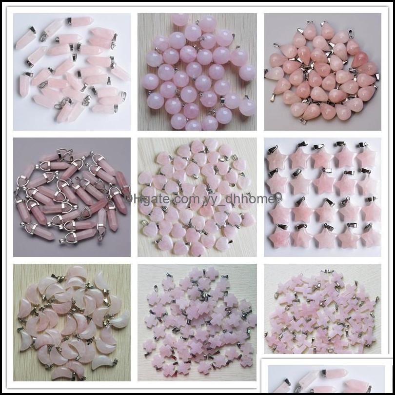 

Charms Jewelry Findings Components Natural Stone Water Drop Cross Star Heart Quartz Healing Pendants Diy For Accessories Making Delivery 2