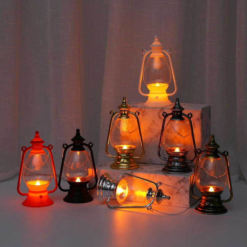 Festival Party Supplies LED Vintage Lantern Battery Powered Flickering Flame Dekorativa Hängande Trädgårdsljus