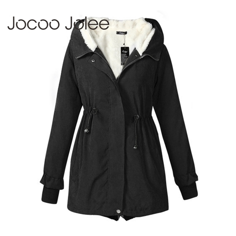 

Jocoo Jolee Winter Parkas Women Hooded Thick Cotton Warm Coat Female Mid Long Wadded Jackets Plus Size 3XL Outwear Overcoats 201026, Army green