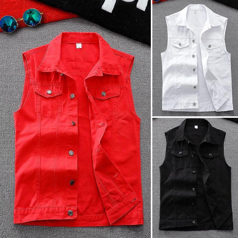 

Men' Vests Summer Vintage Men' Sleeveless Fashion Clothing Masculine Techwear Male Denim Waistcoat Sportswear Jeans Vest Korea Jacket, Black