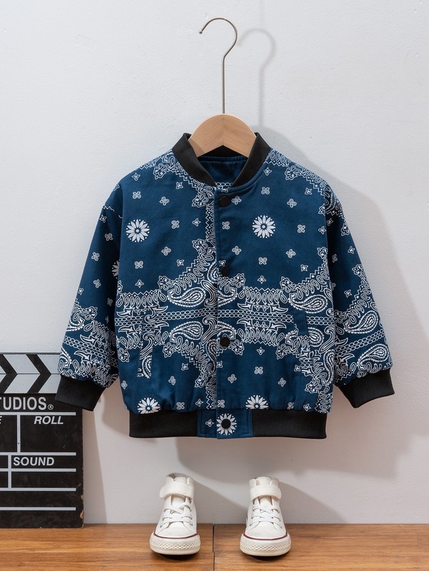 

Toddler Boys Paisley Print Bomber Jacket SHE, Blue