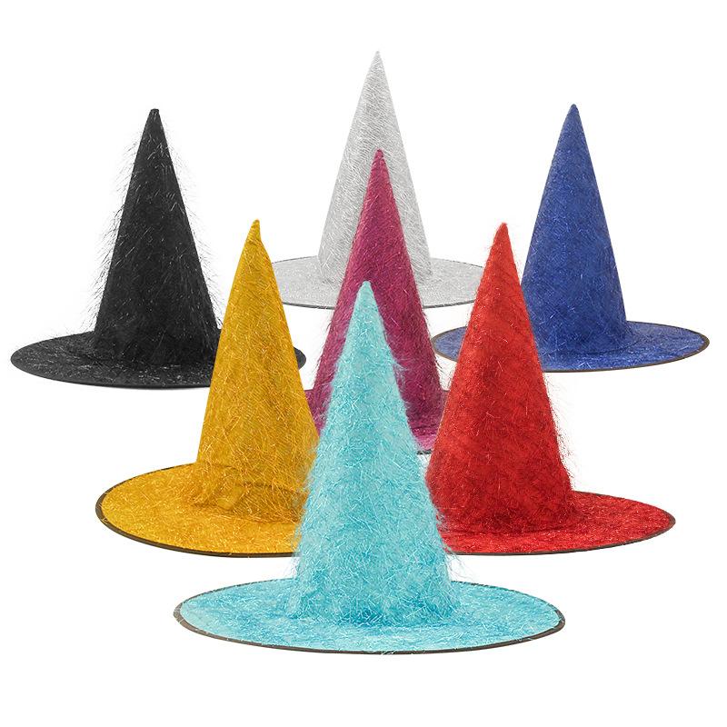

Ball Caps Halloween Decorative Props Party Gold Long Hair Witch Hat, 4black