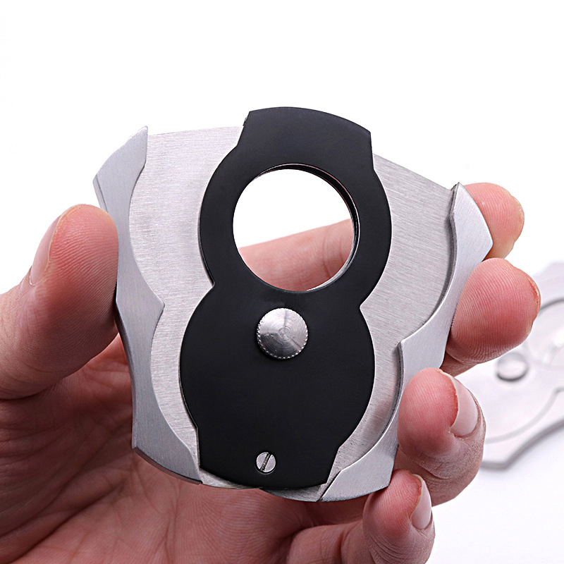 

Cigar Accessories Stainless Steel Sharp Cigar Cutter Metal Automatical-open Cigars Scissor Guillotine Cigar-Cut Device Knife Father's Day Tobacco Store Gift ZL1033