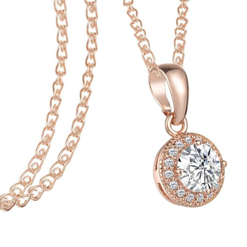 

Pendant Necklaces Women 585 Rose Gold Color White/Green Stone Optional NecklacePendant