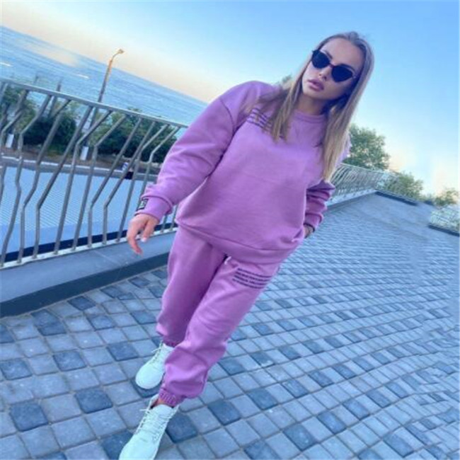 Spring Autumn Women's Tracksuits Fashion Printed Hoodie With Trousers Casual Two-piece Suit European American Womens Clothing Set