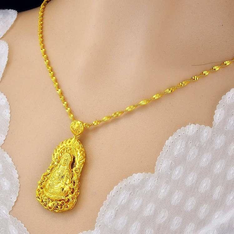 

Pendant Necklaces Classic Style Buddha Shaped Necklace 18K Gold Buddhism Womens AccessoriesPendant