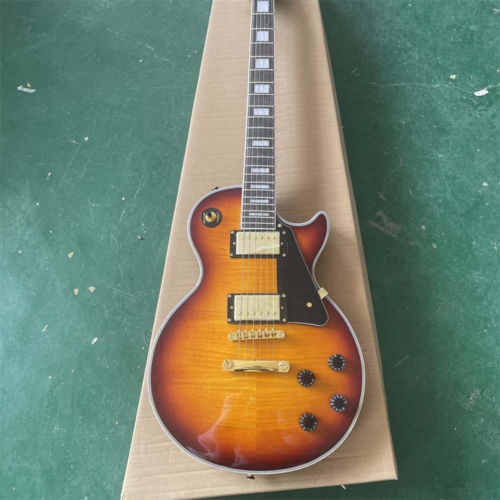

In stock Sunset Brown Electric Guitar with gold pieces included guitars guitarra
