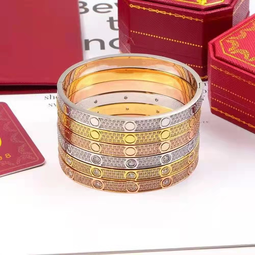 

Luxury Bangle Full Diamond Love Bracelet Classic Designer Jewelry for Women 316L Stainless Steel Screwdriver Bracelet