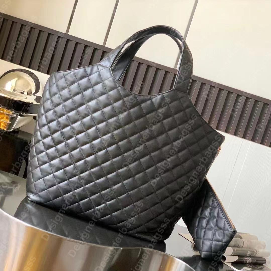 

Icare Maxi Shopping bag Designer tote bag with toggle closure leather Luxury handbags for women large sacoche Gold hardware inside pocket Detachable zipper clutch, Extra shipping(not for sale)