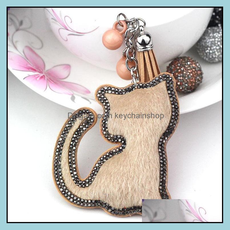 

Keychains Fashion Accessories Cute Big Brand Cat Tassels Horse Hair Bag Bugs Car Ornaments Leather Charm Key Chainkeychains Dhs4X