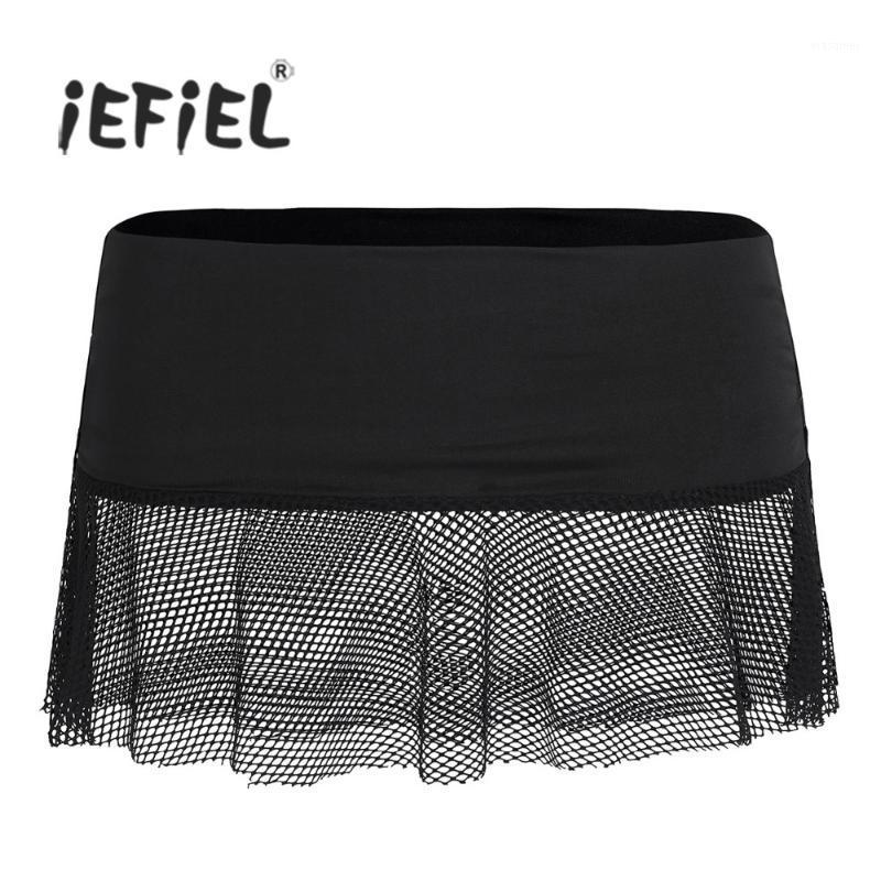 

IEFiEL Sexy Women Ladies Soft Stretch See-through Mesh Fishnet Low Rise Mini Skirt For Adult Wet Look Skirts, As pic
