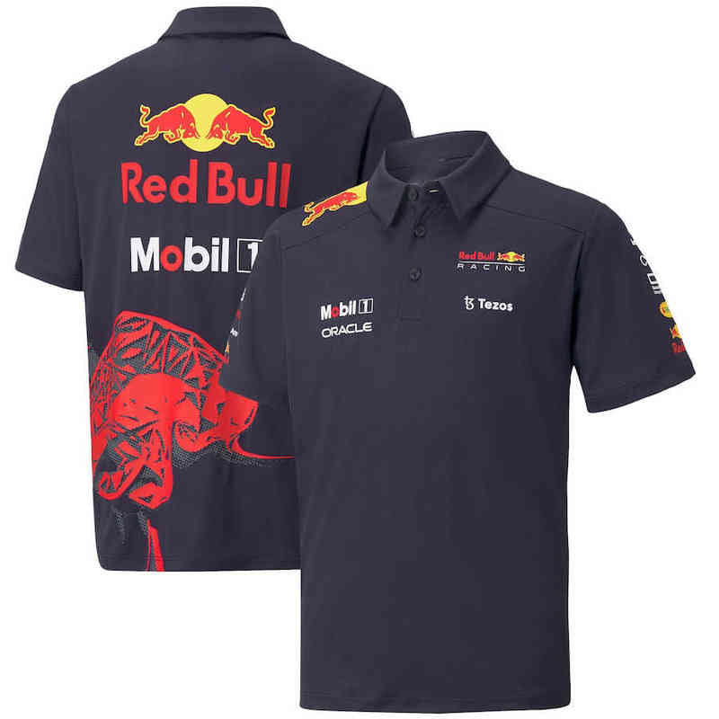 

2022 New F1 Team Red Season Extreme Sports Bystander T-Shirt Bull Men's Tops Women's Outdoor Breathable Polo Shirts, Black