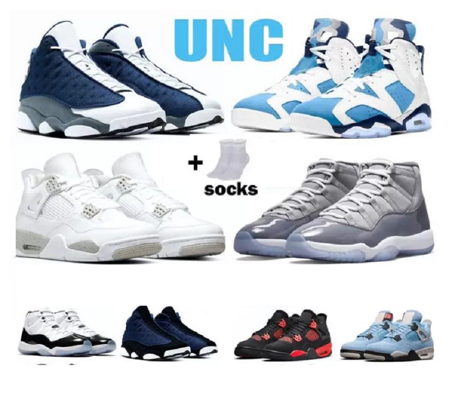 

4s Basketball Shoes Mens UNC 6s White Oreo Fire Red Bred Patent 12s playoffs 13s Flint Men Sport Sneakers Trainers