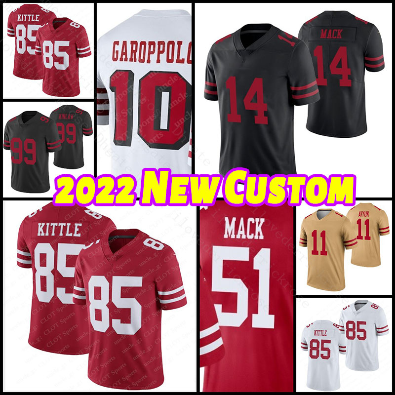 

19 Deebo Samuel 97 Nick Bosa Custom Mens Women Youth Football 85 George Kittle Jersey Trey Lance Fred Warner Jerry Rice 49ers''joe Montana Trent Williams Patrick Willis, As shown