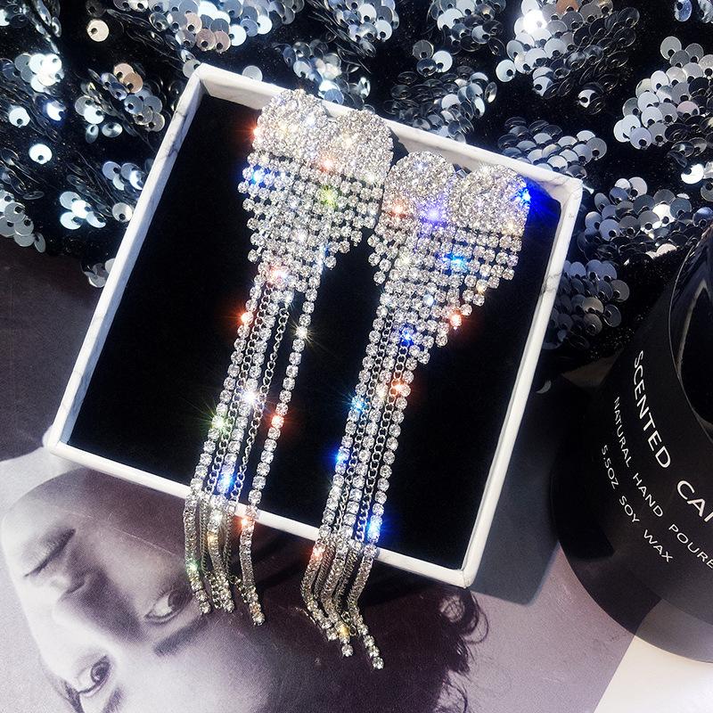 

Stud South Korea East Gate Temperament With Personality Long Love Tassel Fashion Female Earrings Net Red EarringsStud