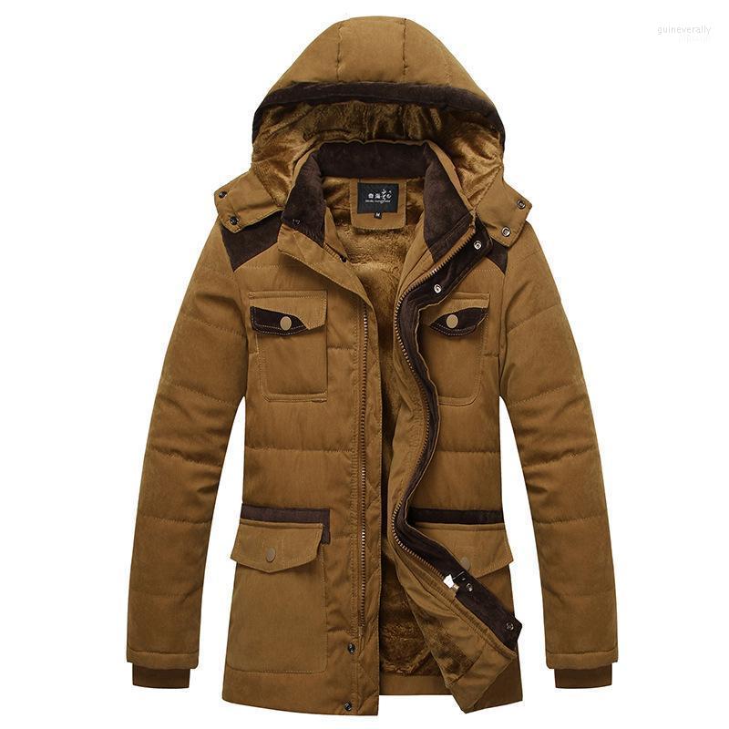 

Wholesale- Mens Fashion Men's Cotton Padded Zipper Splicing Detachable Hooded Jacket Winter Coat Men Thickening Guin22, Army green