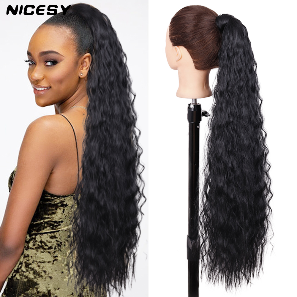 Costume Accessories 34&quot Synthetic Long Curly Ponytail Chip-in Hair Extensions Hair Fiber Heat-Resistant Female Wrap Around Pony Hairpiec-image-773030725