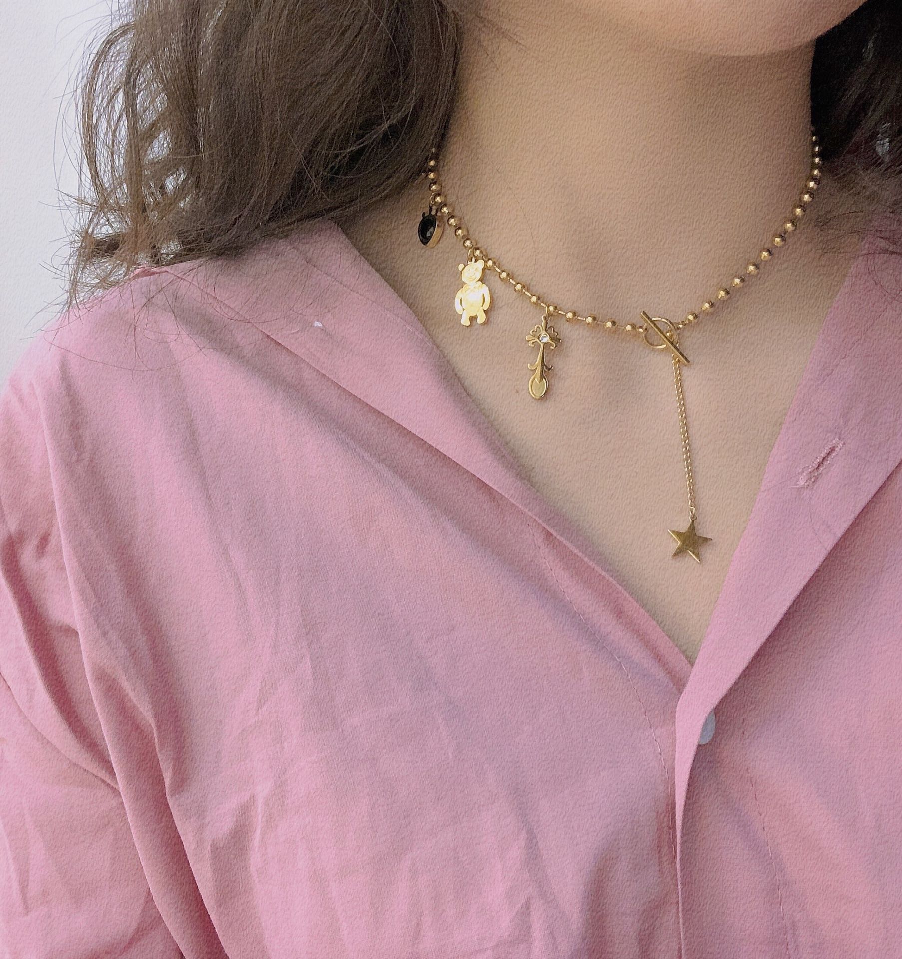 

18K Gold Plated Stainless Steel Necklace Fashion Women Designer Necklaces Choker Letter Pendant Chain Crystal Statement Wedding Jewelry X241