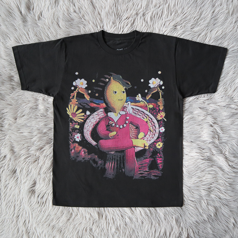 

T shirt Cartoon Printed Men Women High Quality Tee Oversize Tops Short Sleeve Real Pics, Black