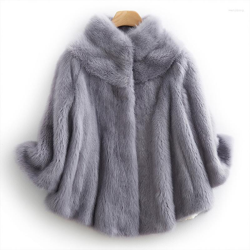 

Women' Wool & Blends 2022 Winter Haining Short Fund Loose Leather And Overcoat Stand Lead Coat, Peach powder