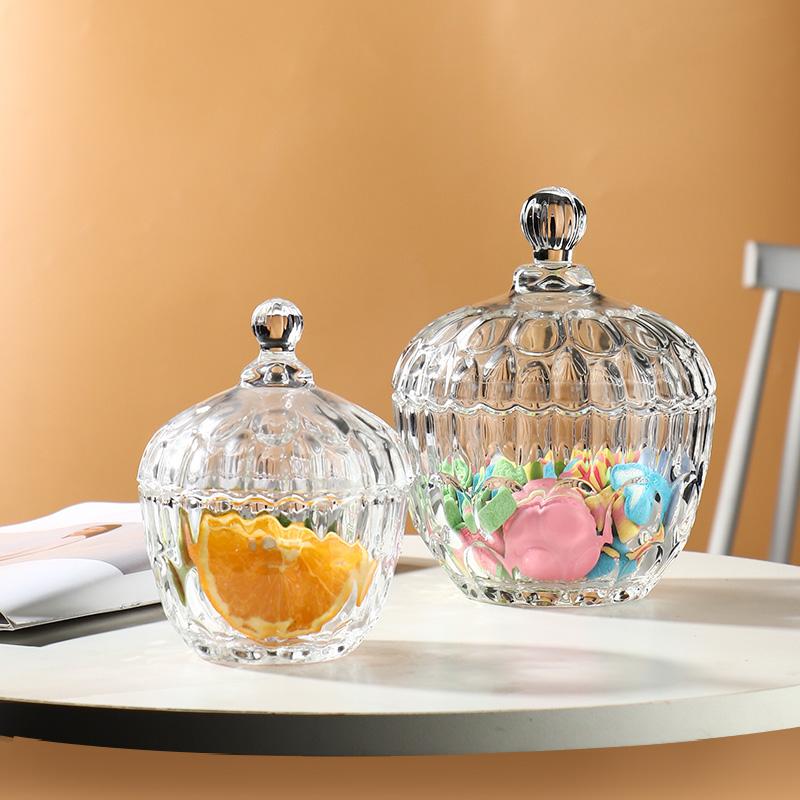 

Storage Bottles & Jars Crystal Glass Candy Jar Jewelry Box With Cover Tray Home Fruit Dish Desktop Organization