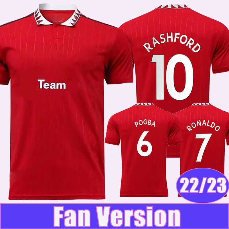 

22 23 RASHFORD POGBA Mens Soccer Jerseys MATA RASHFORD LINGARD B.FERNANDES Home Red Football Shirt Short Sleeve Uniforms, Qm9232 22 23 home premie. leagu. patch