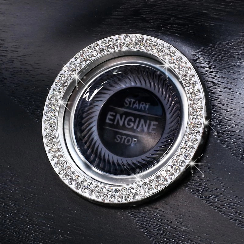 

Car Automobiles One-Click Start Stop Engine Ignition Push Button Decoration Diamond Rhinestone Crystal Ring Circle Trim Cover home