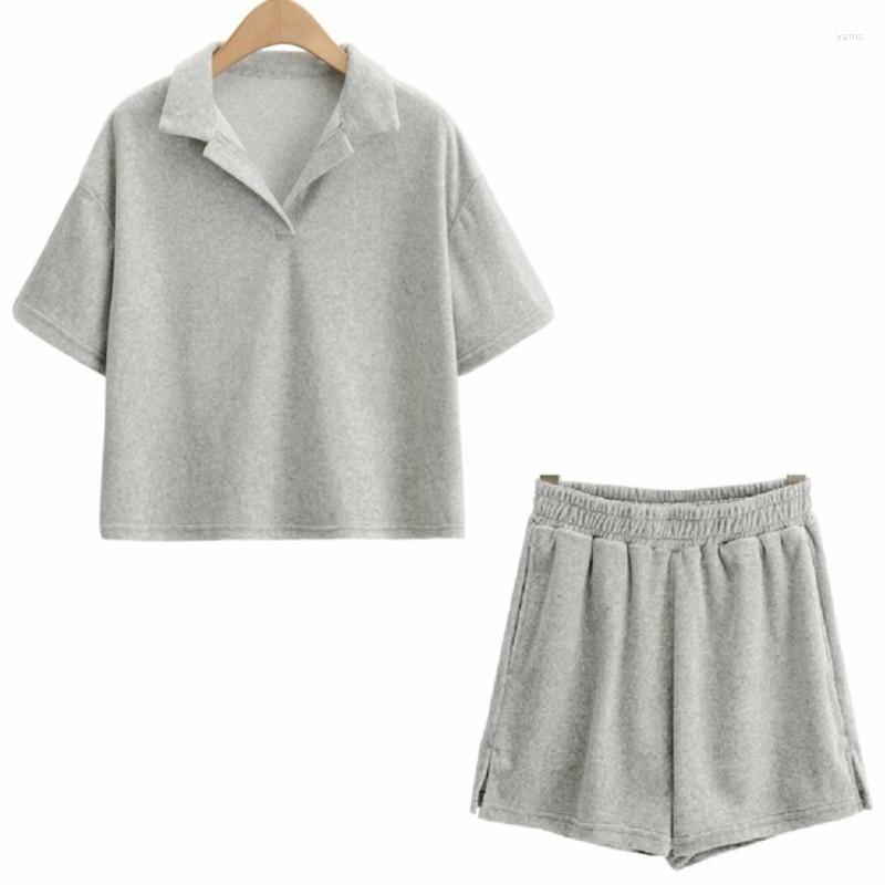 

Summer Women' Suits With Shorts Solid Fashion White Blue Crop T Shirt Short Set Two Piece Sets Tracksuit Tracksuits, Black