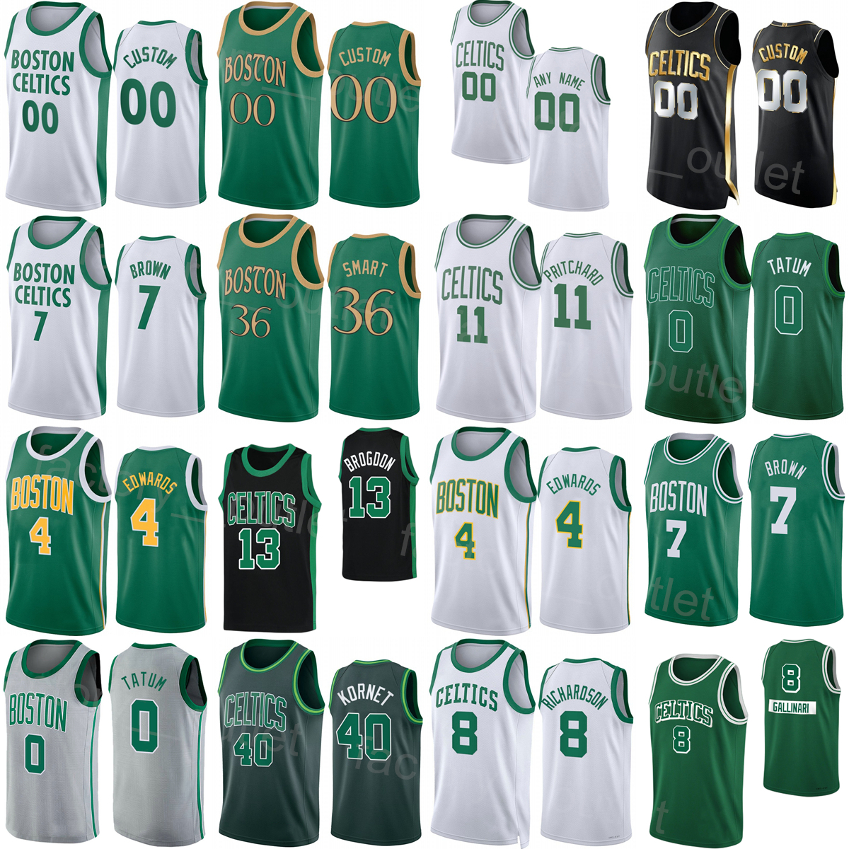 Earned Basketball Icon Classic Printed Robert Williams III Jersey 44 Malcolm Brogdon 13 Danilo Gallinari 8 Derrick White 9 Payton Pritchard 11 Ed-image-786678178