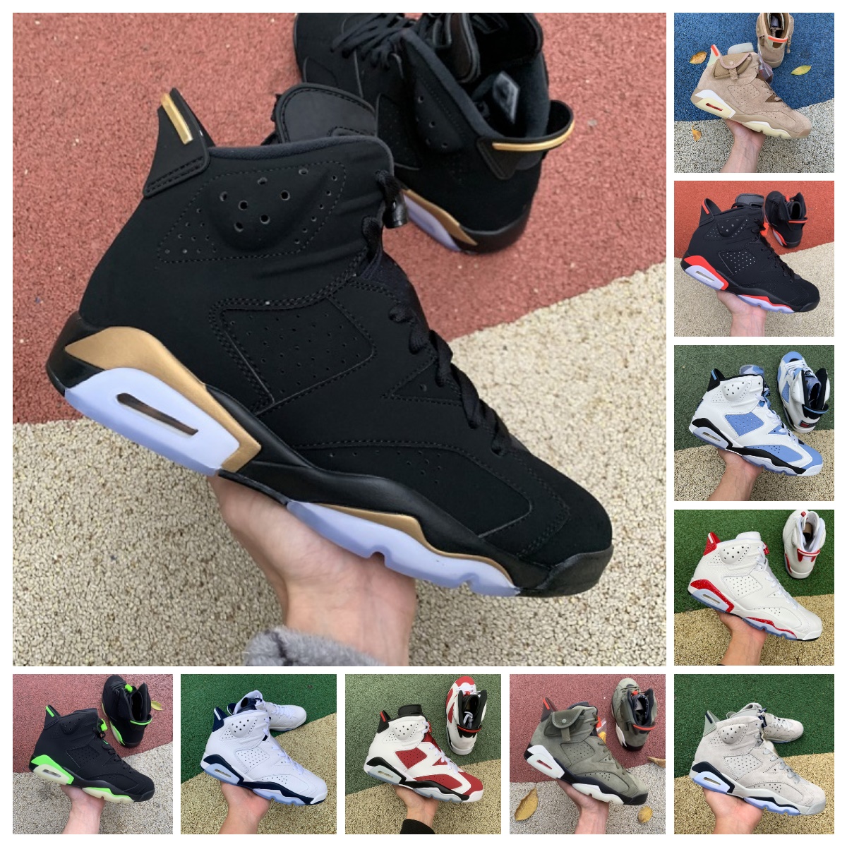 

Jumpman 6 6s OG Basketball Shoes Mens UNC White Red Oreo Midnight Navy Georgetown British Khaki Electric Green Bordeaux Black Infrared DMP Trainers Outdoor Sneakers, Bubble package bag