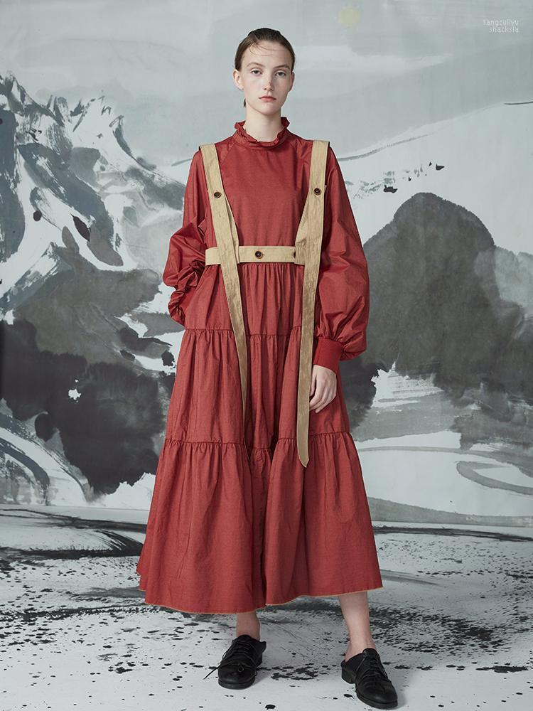 

Casual Dresses Fall Winter 2022 Collection Detachable Straps Long Sleeve A Line Women Dress, Beige