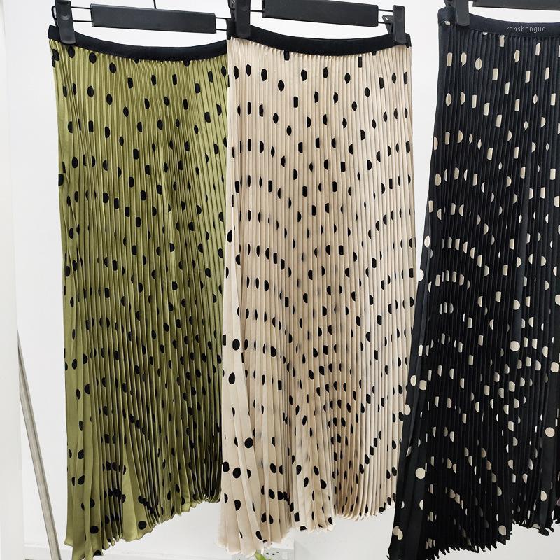 

Skirts Pleated Skirt Women's Long High Waist 2022 Spring And Summer Design, Green