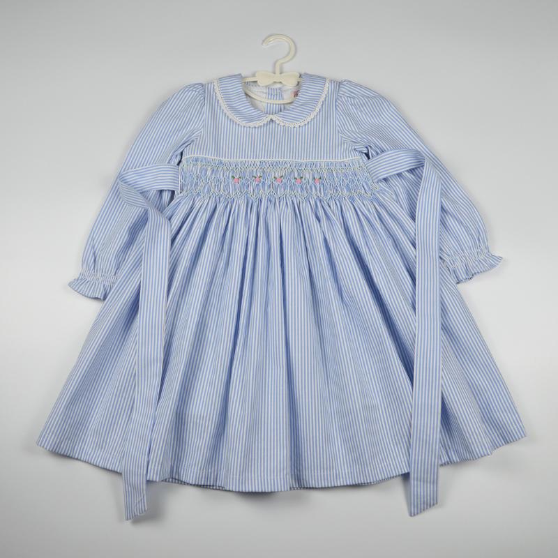 

Girl's Dresses Kids Girls Long Sleeve Autumn Girl Smocked Princess Floral Dress Summer Embroidery Vintage Elegant Cotton OutfitGirl's, Color 1