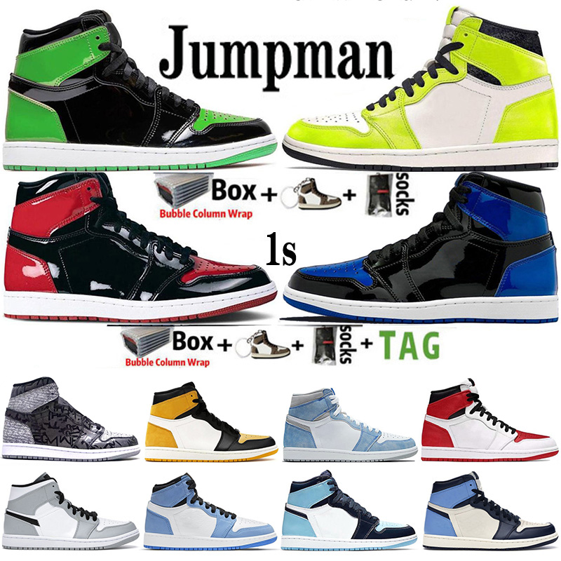 

With Box Jumpman 1 OG 1s Mens Basketball Shoes Rebellionaire Heritage Bordeaux Bred Patent Hyper Royal University Blue Obsidian Dark Mocha Women Sneakers Trainers, 20