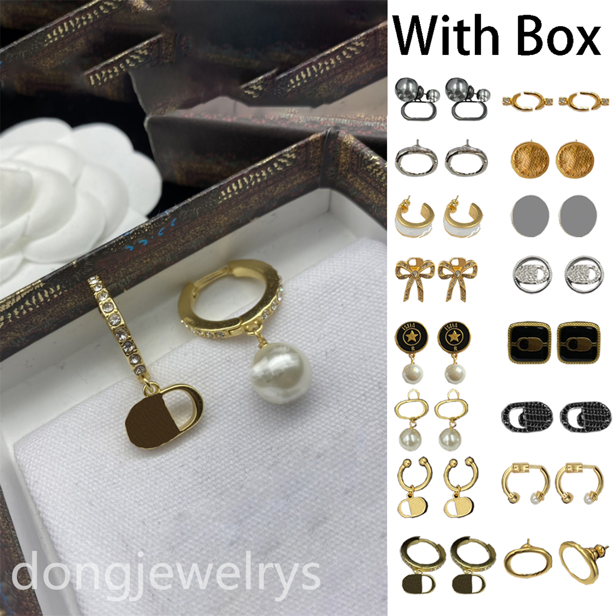 

Women Stud Circle Earrings Luxury Jewelry Earings Elegant Pearl Full Diamond Hoop Huggie Letter Studded Ear Cuff Punk Party Dongjewelrys