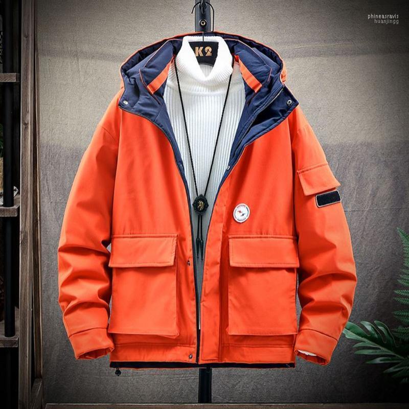 

Men's Down & Parkas 2022 Winter Warm Zipper Cotton Jacket Casual Thick Hooded Fashion Short Coat Youth Clothes Phin22, Black