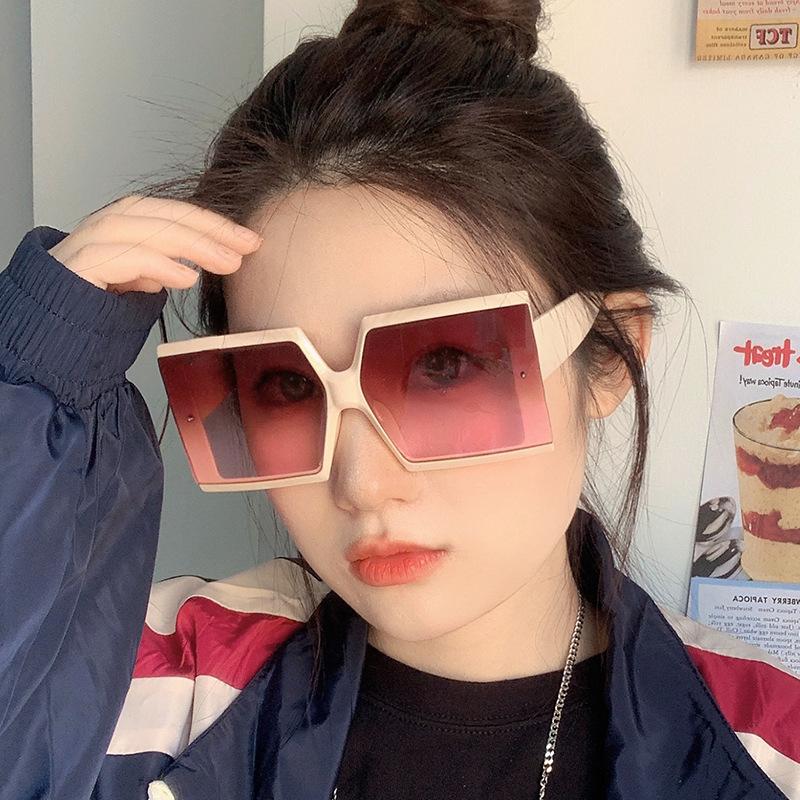 

Sunglasses Square Cut Edge Large Frame Shade Sun Glasses Summer 2022 Women Luxury Designer Vintage Fashion Beach