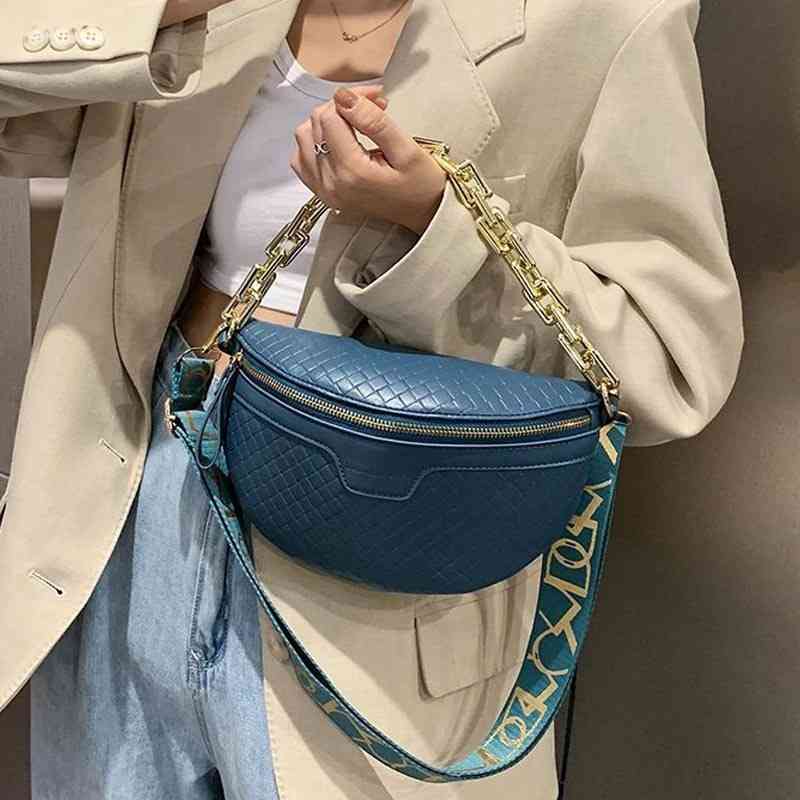 

Lingge Waist Bag Women Chest Bags Vintage Leather Female Bag Fashion Chain Ladies Fanny Pack High-quality Shoulder Handbag 220615