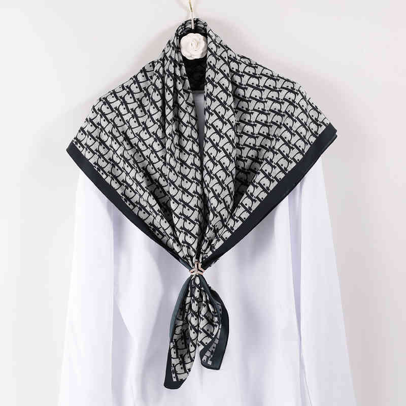 66NB Women's new summer lotus leaf collar Cape hooded silk scarf pearl shade multifunctional fashion Baotou hat d letter blue