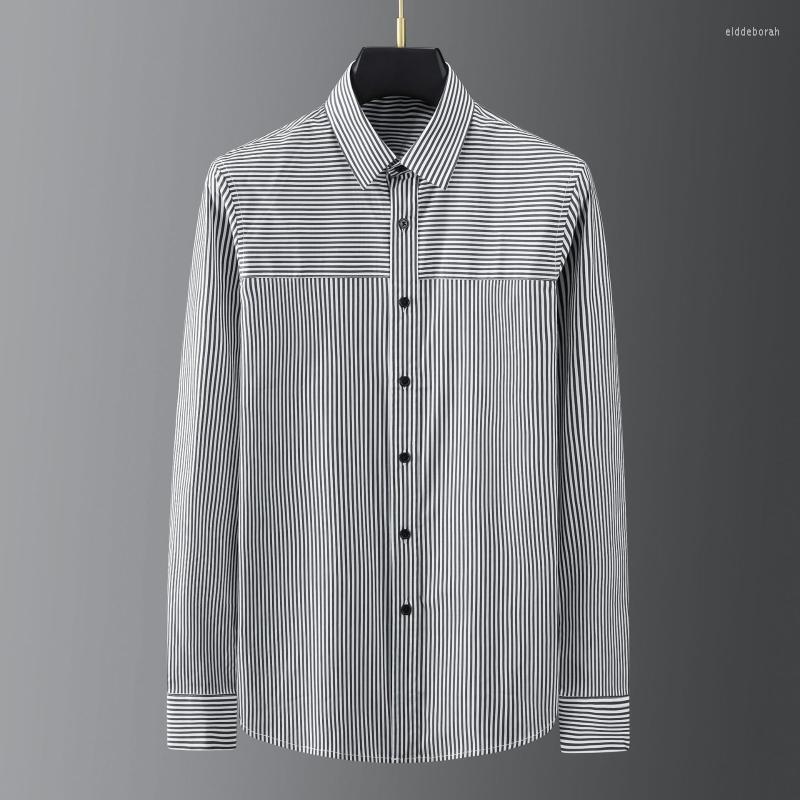 

Men's Casual Shirts Minglu Long Sleeve Male High Quality Stripe Mens Dress Fashion Cotton Slim Fit Party Man 3XLMen's Eldd22, Black
