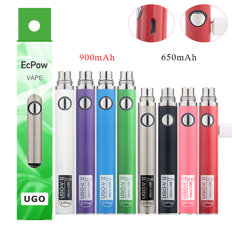 

650mah 900mah Vape Battery UGO-V II V2 510 Thread Preheat Batteries with USB Charger for Vaporizer Pen Packaging Allow Customize OEM