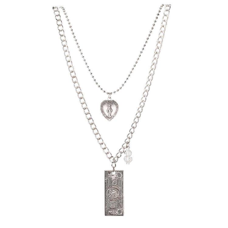 

Pendant Necklaces Unisex Double Hip Hop Necklace Banknote Heart For 2022 Fashion XIN-