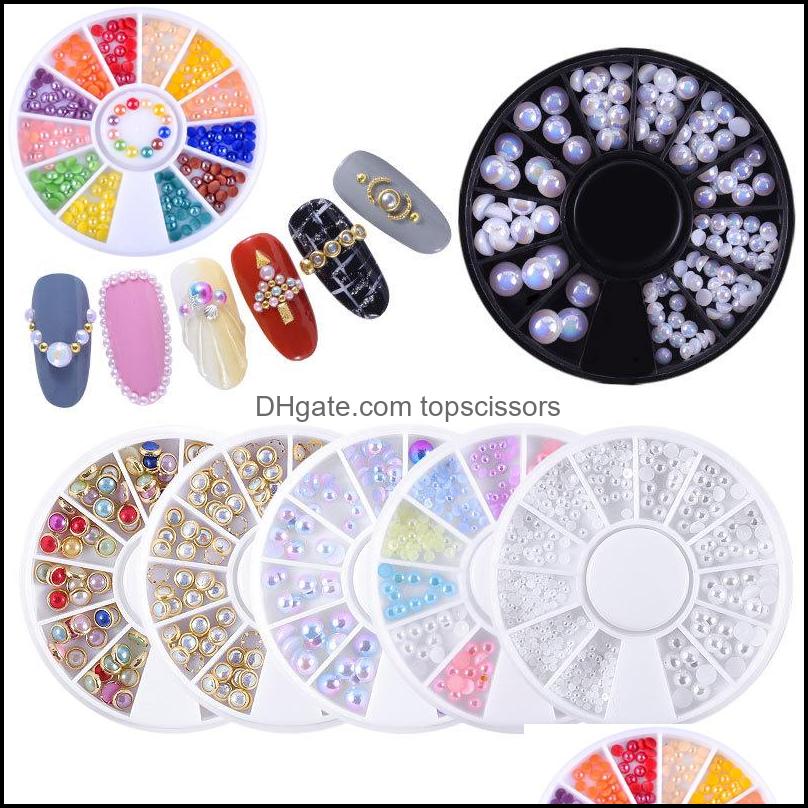 

Nail Art Decorations Salon Health Beauty Fl Pearls Half Pearl Hemisphere Ab Rainbow 1.5 2Mm M 4Mm Round Beads Rhinestone Wheel 3D Decorati