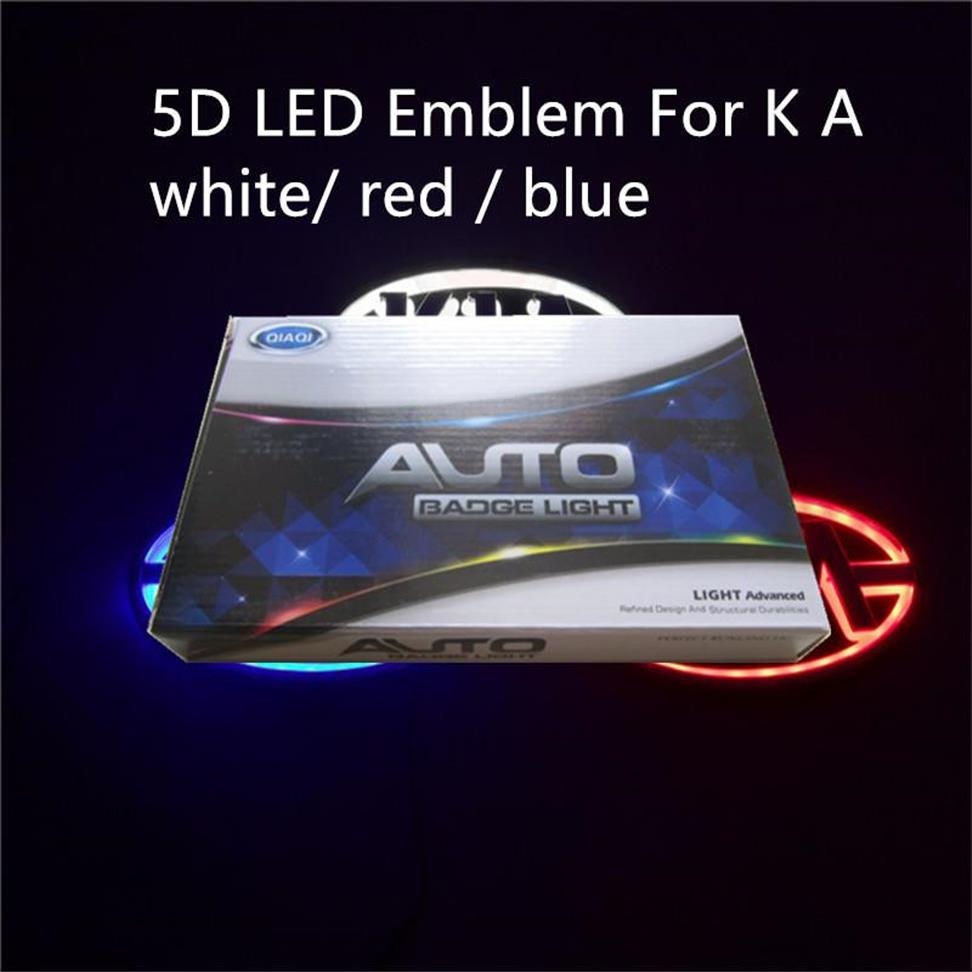 

5D car led emblem badge auto symbols logo rear light white blue red size 130x65mm for kia283C