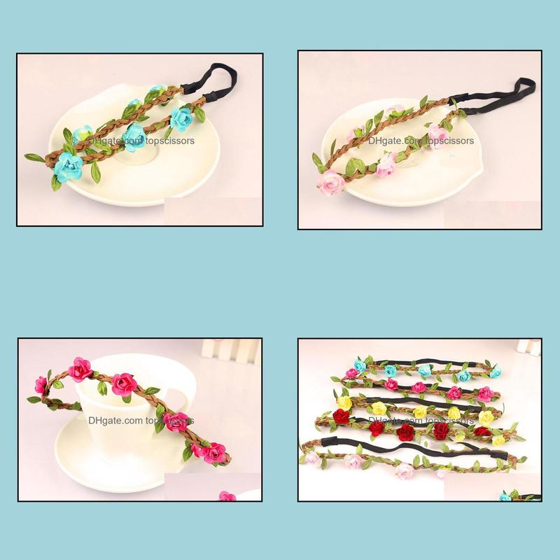 

Hair Accessories Tools Products Womens Flower Woven Bohemian Headband Ladies Band Leather Elastic Various Color Sz279 Drop Delivery 2021 E
