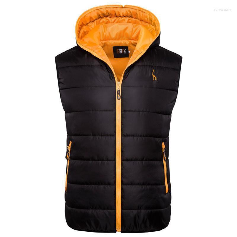 

Men's Vests 2022 Giraffe Brand Winter Jacket Men Hoodied Vest Zipper Mens Sleeveless Casual Waistcoat Guin22, Navy-white