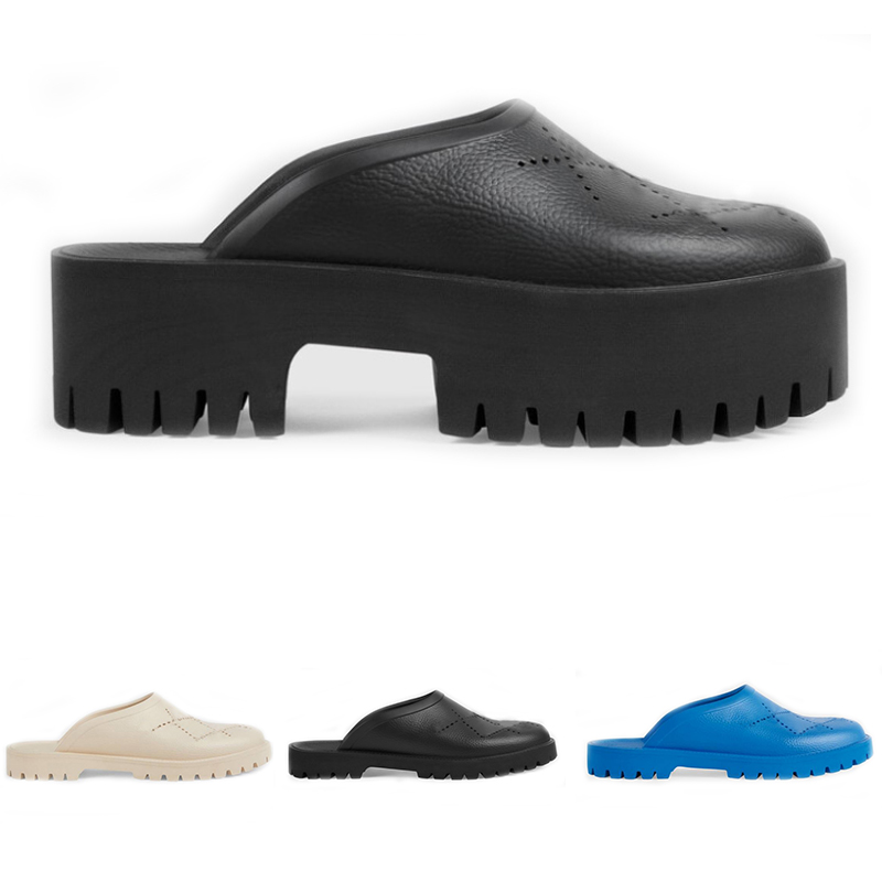 

Womens Platform Perforated Sandal Designer Women Slipper Mules Rubber Slides Lug sole High Heel Height PVC Loafers Purple Black size 35-44, 01
